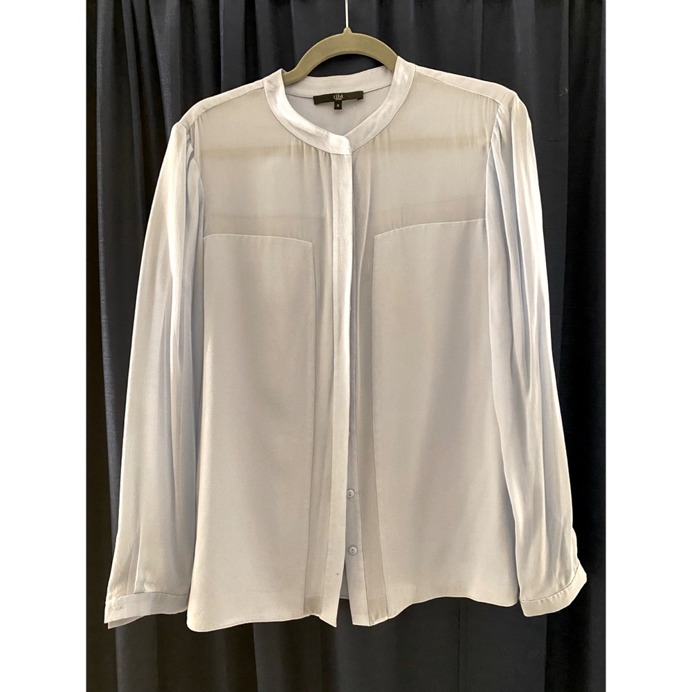 Tibi Ice Blue Sheer Paneled Button Down 💙
